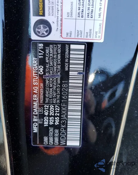 2019 Mercedes-Benz Slc 300 from USA, damaged, VIN WDDPK3JAXKF160281